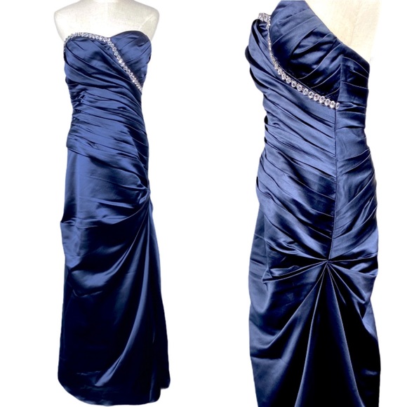 Bill Levkoff size 8 cocktail/long Prom dress blue - Picture 3 of 9